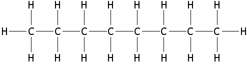Figure 1. n-Octane, a more linear isomer of octane compared to its other forms.[3]