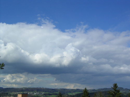 Figure 2. Low thick clouds primarily reflect sunlight and cool the surface of the Earth.[4]