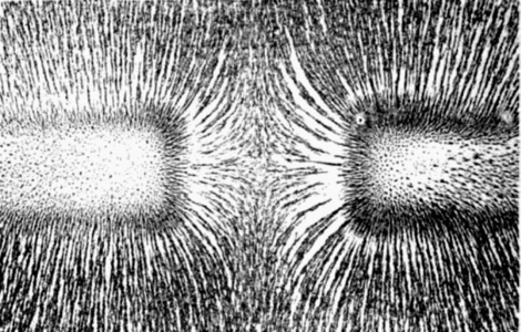 Figure 3: The magnetic field lines from a repelling magnetic interaction (North-North or South-South)[4]
