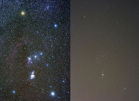 Clear sky (left) vs light pollution (right).[6]